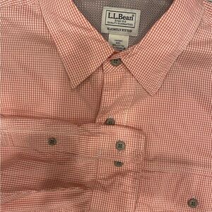 L.L. Bean Men's Casual Pink Checkered Shirt